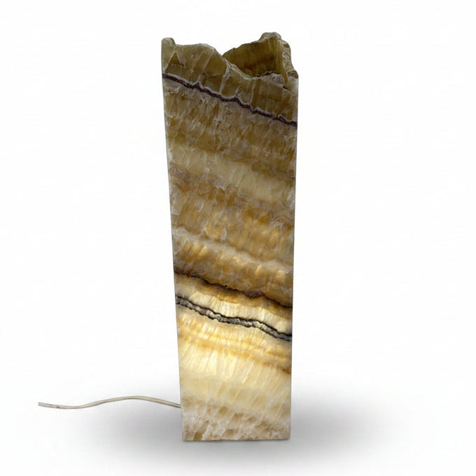 Serpentine onyx prism lamp, 15x15x50cm, white | Cayen Home