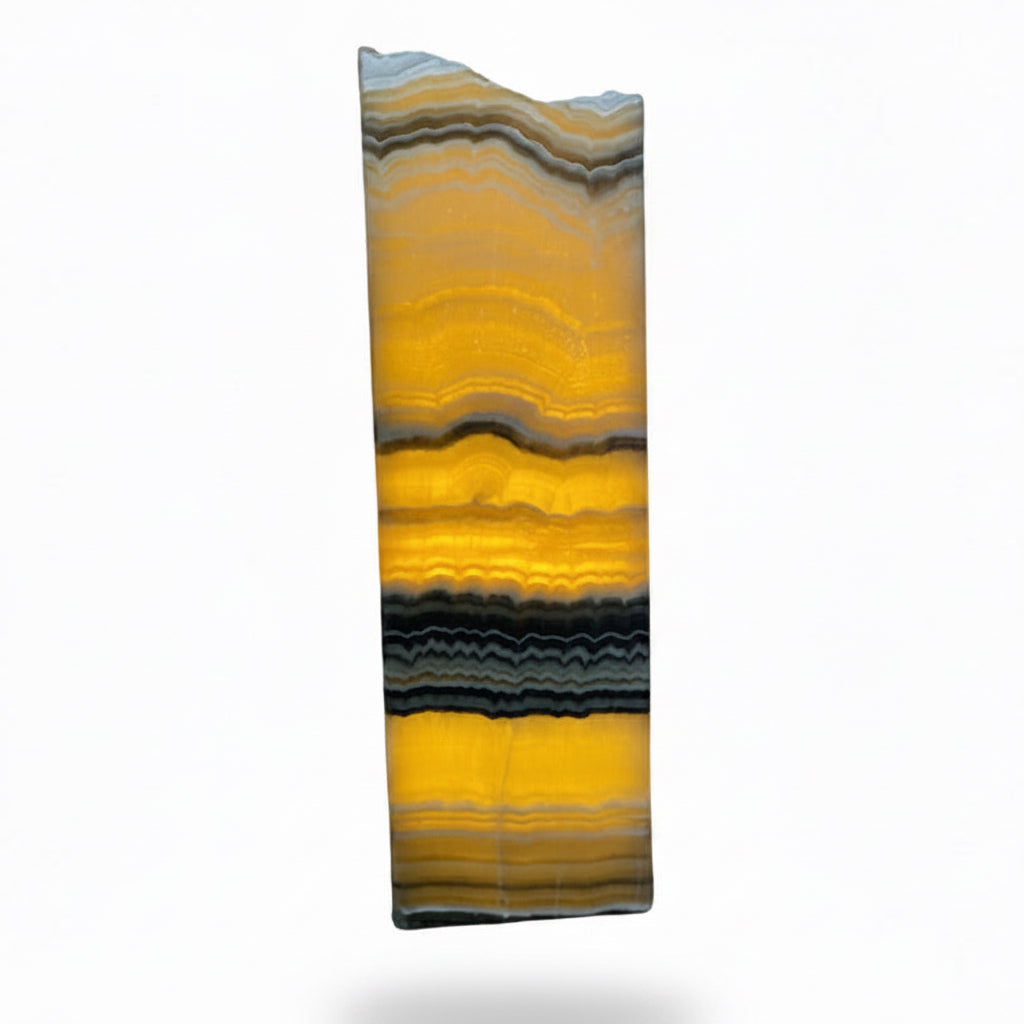 Zebra aragonite prism lamp, rustic edge | Cayen Home