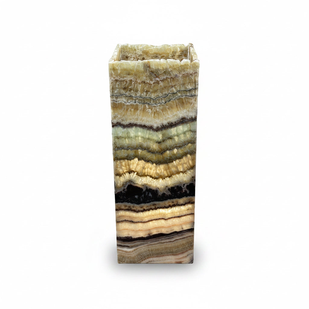 Serpentine onyx prism lamp, rustic edge, 20x20x50cm, view 2 | Cayen Home