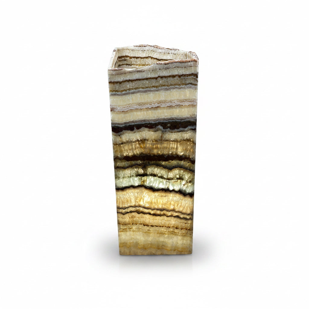 Serpentine onyx prism lamp, rustic edge, 20x20x50cm, view 6 | Cayen Home