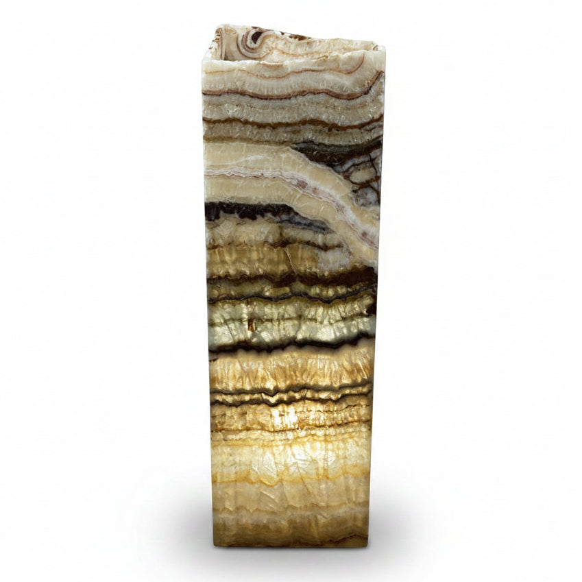 Serpentine onyx prism lamp, rustic edge, large | Cayen Home