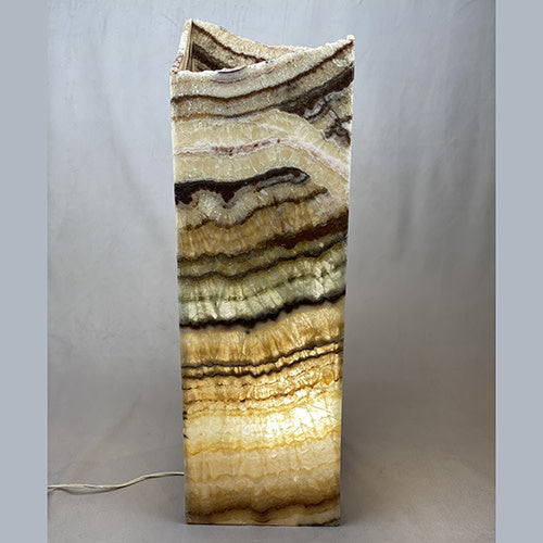Serpentine onyx prism lamp, rustic edge, large, view 2 | Cayen Home