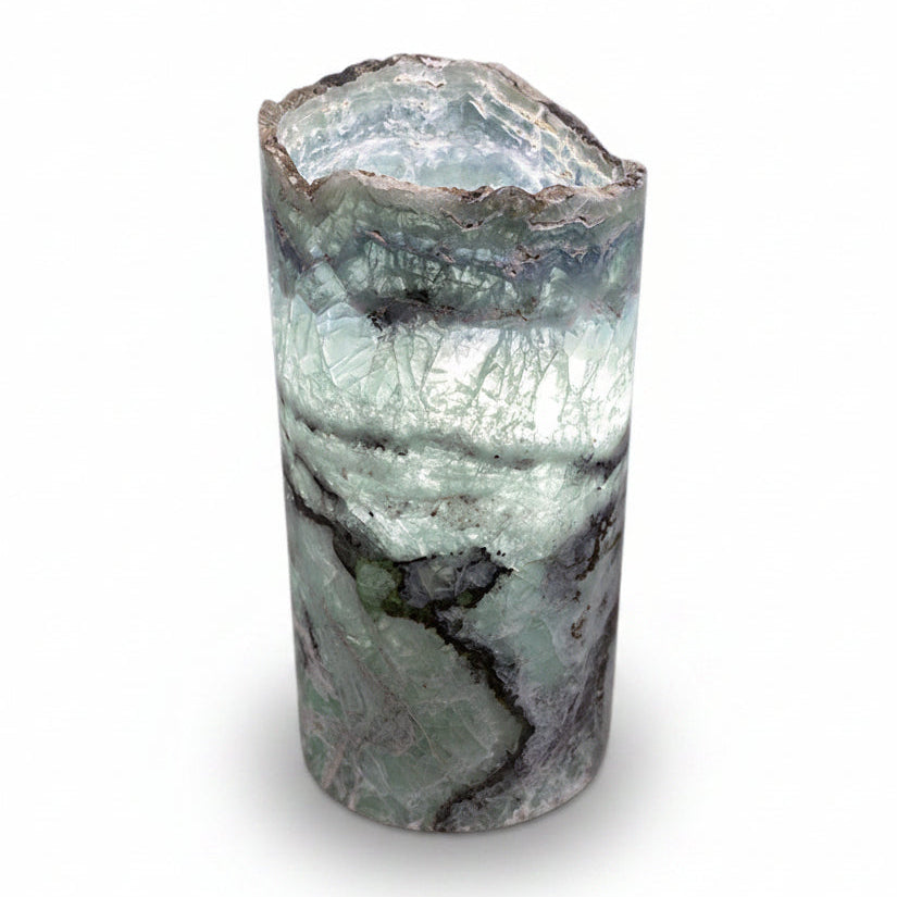 Fluorite prism lamp, polished, rustic edge, 20x35 | Cayen Home