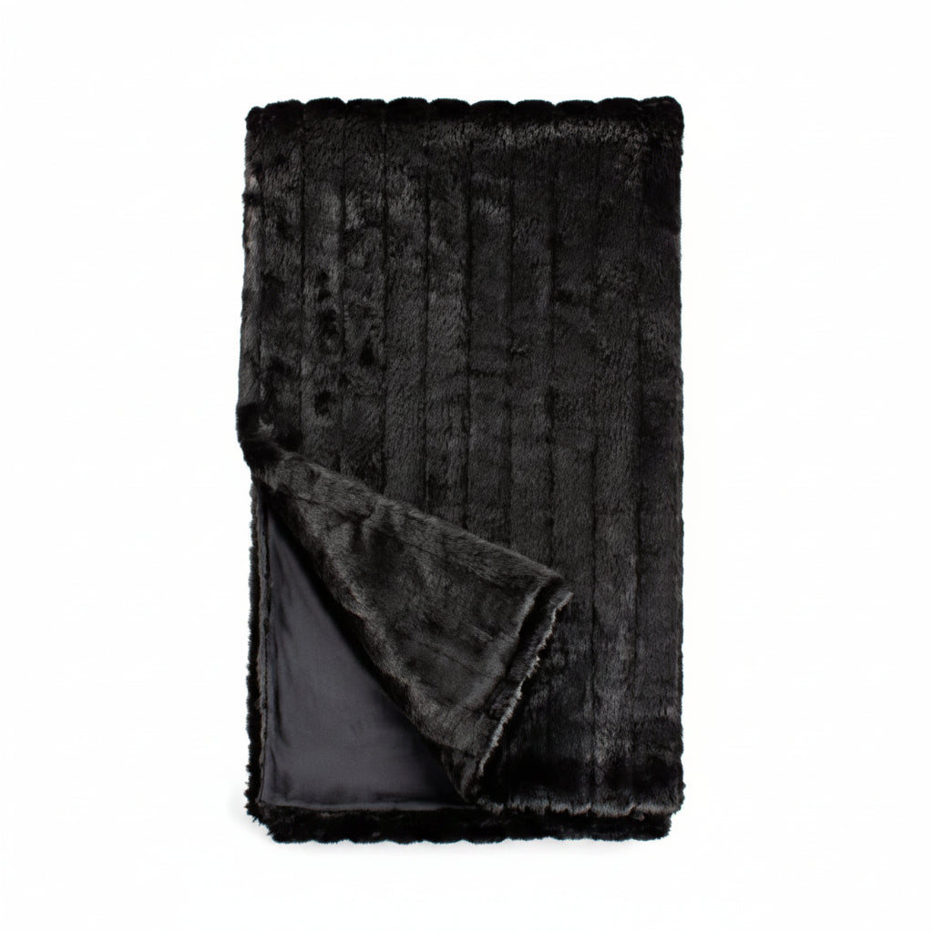 Black faux mink throw, 60x72 | Cayen Home