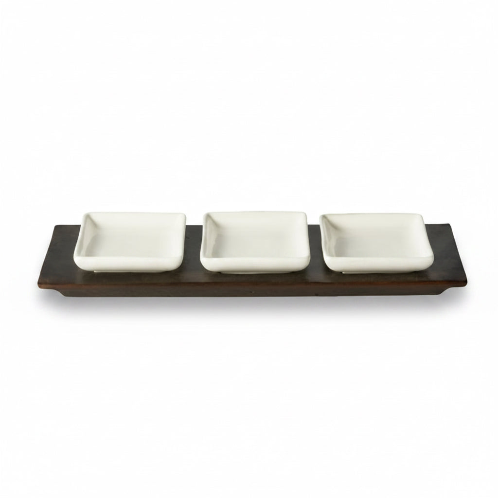 Jan Barboglio Tres Servidor with 3 ceramic trays | Cayen Home