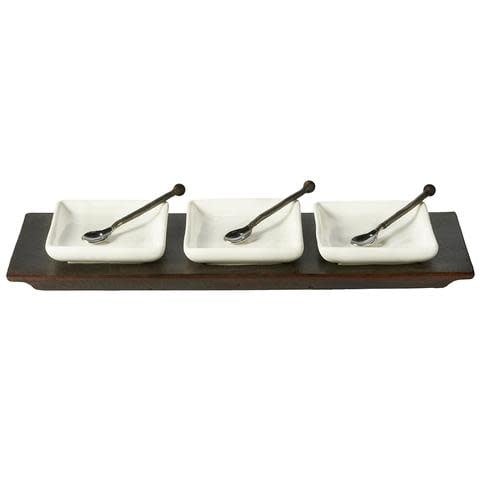 Jan Barboglio Tres Servidor with 3 ceramic trays, view 2 | Cayen Home