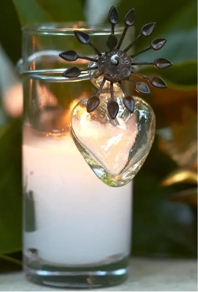 Jan Barboglio Adelita sacred heart candle, view 2 | Cayen Home