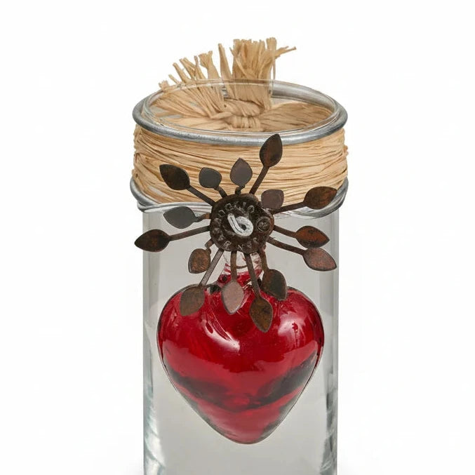 Jan Barboglio Adelita candle with red sacred heart, view 3 | Cayen Home
