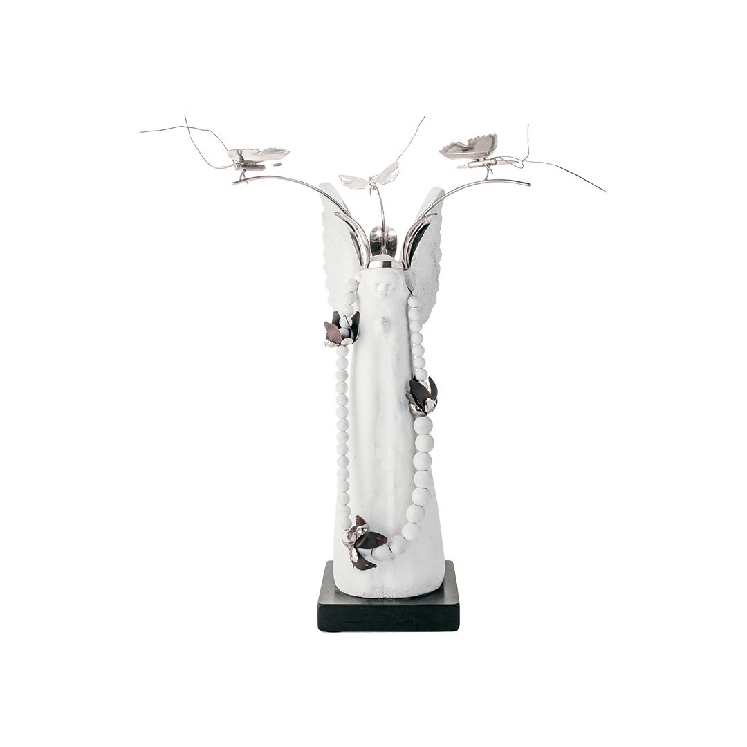 Jan Barboglio Eternal Archangel with three-butterfly nickel crown