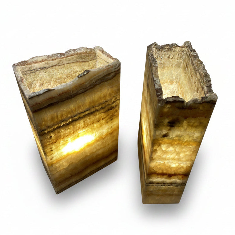 Serpentine prism lamp, rustic edge, pair, 20x10x35cm | Cayen Home