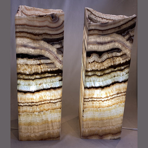 Serpentine onyx prism lamp, rustic edge, large, view 3 | Cayen Home