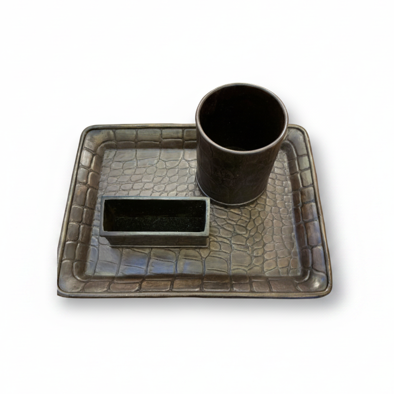 Maitland-Smith crocodile brass desk set | Cayen Home