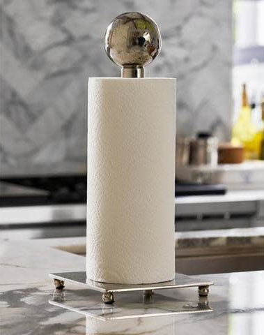 Jan Barboglio paper towel holder, nickel, view 3 | Cayen Home