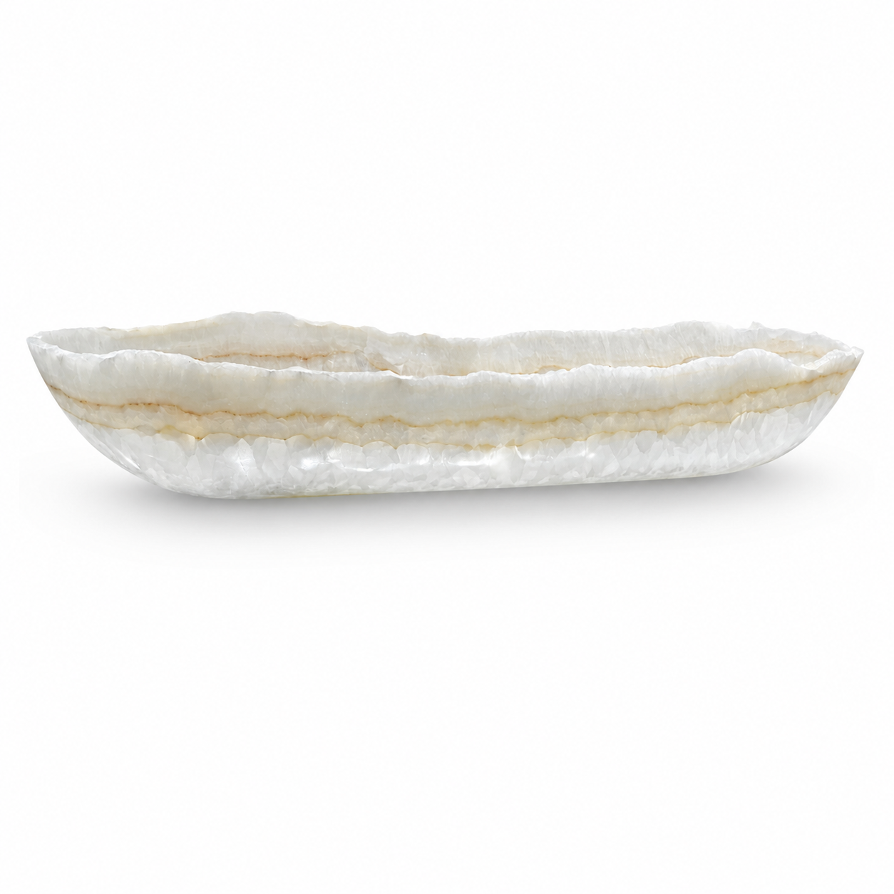 White Onyx Canoe 80x21x12cm
