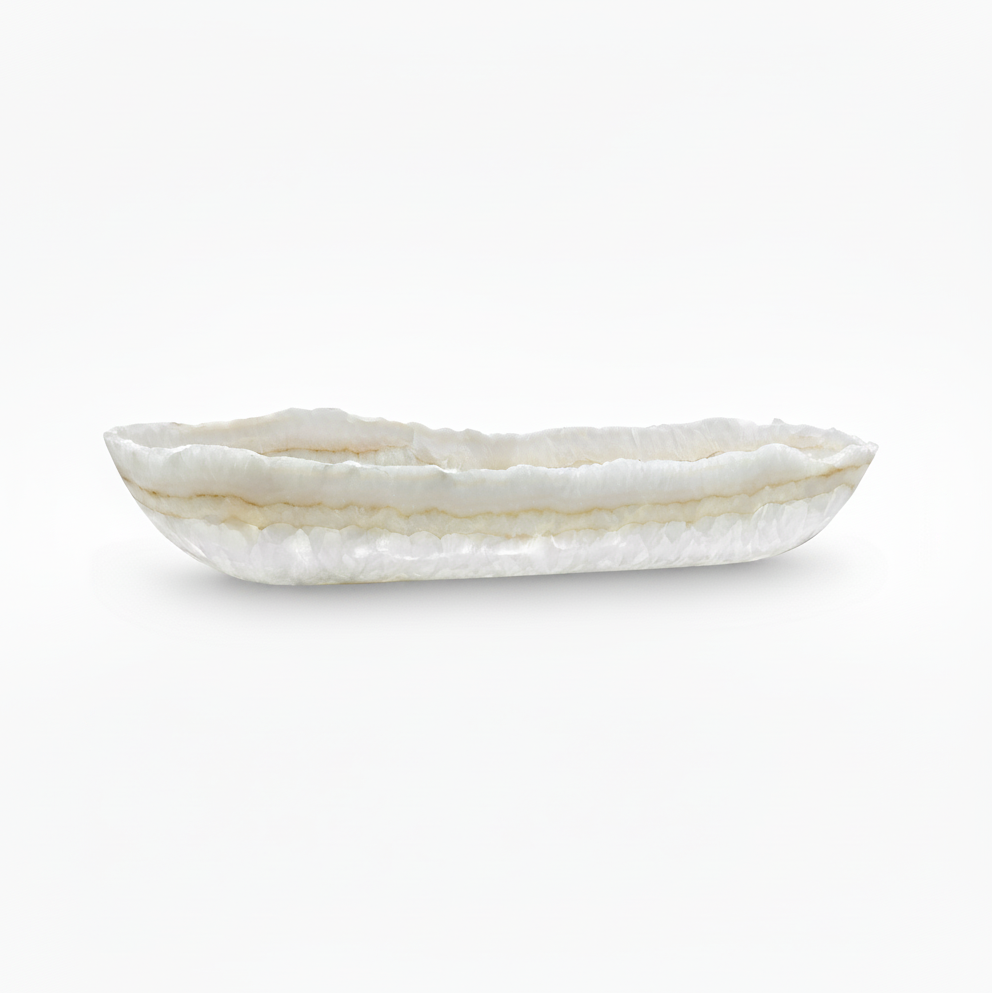 White Onyx Canoe 80x21x12cm