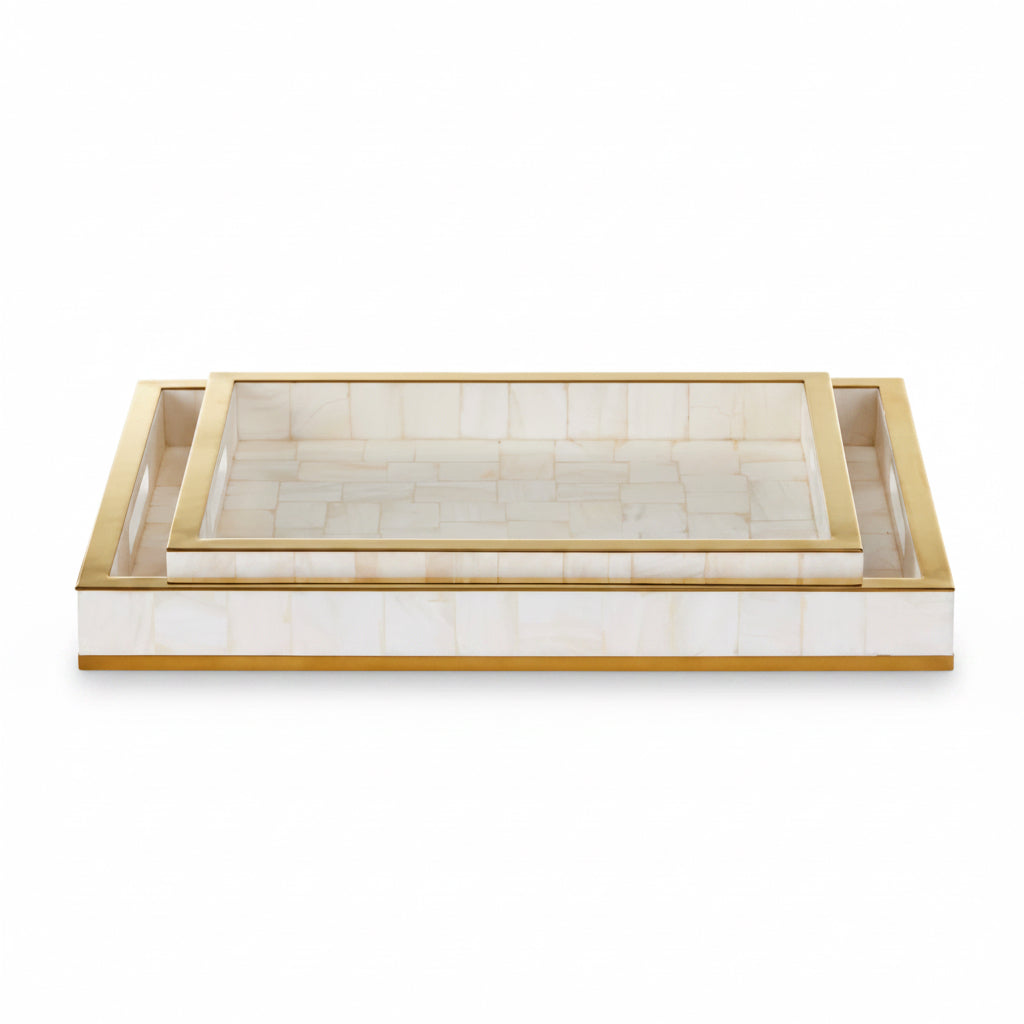Currey & Co Casey mother of pearl large tray, view 3 | Cayen Home