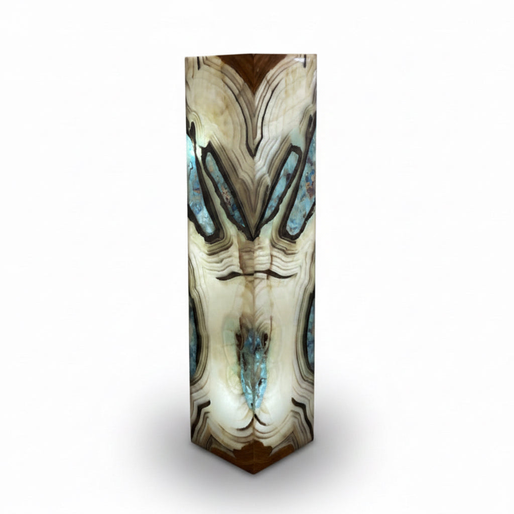 Green Onyx Square Pedestal Luminary FL 12x12x52in