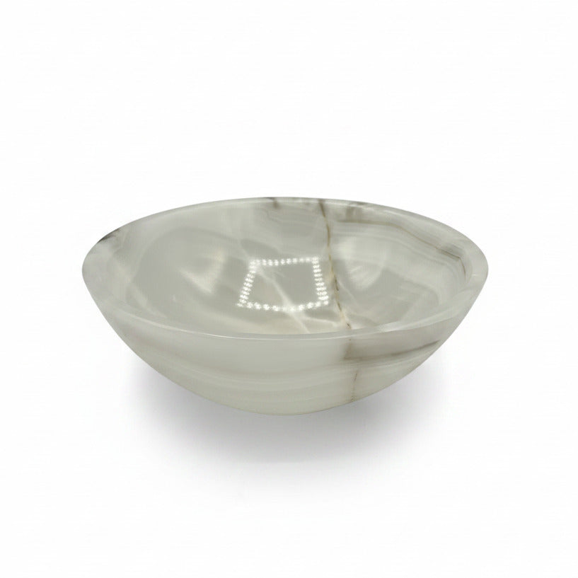 White Onyx Circular Snack Bowl Polished 12x12x4 CM