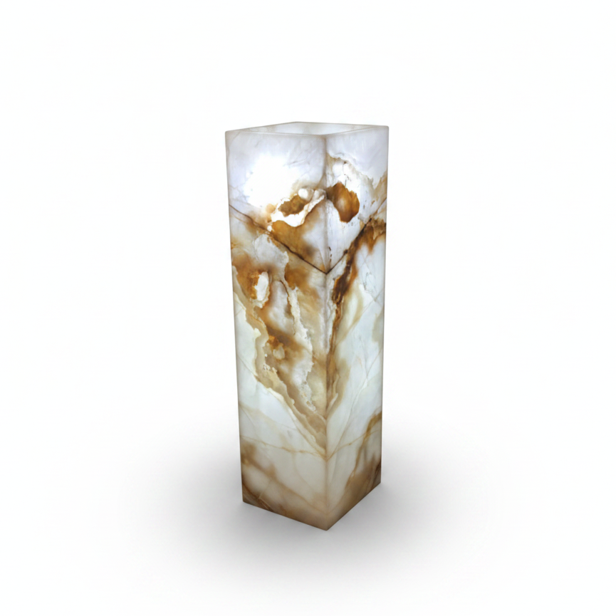 Pearlescent Onyx Pedestal Luminary  12x12x40in LDM