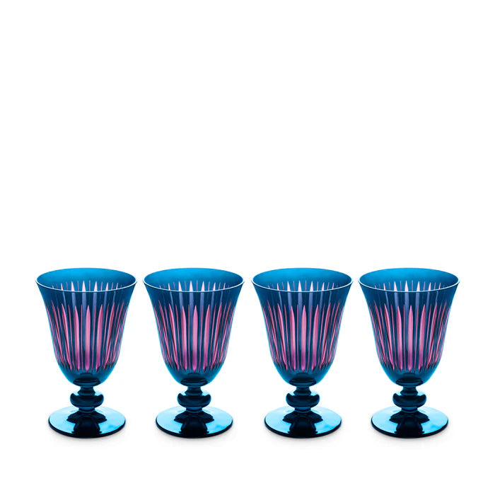 L'Objet — Prism Wine Glasses Blue — (S/4)
