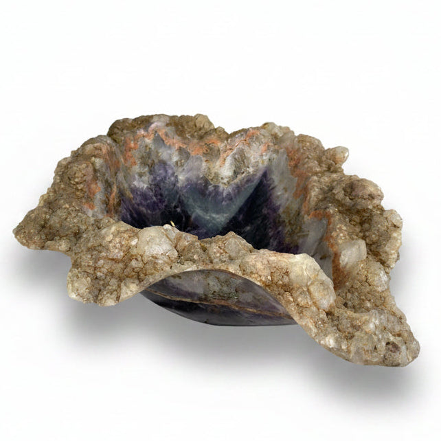 Chevron amethyst bowl with natural edge, 46x36x15cm | Cayen Home