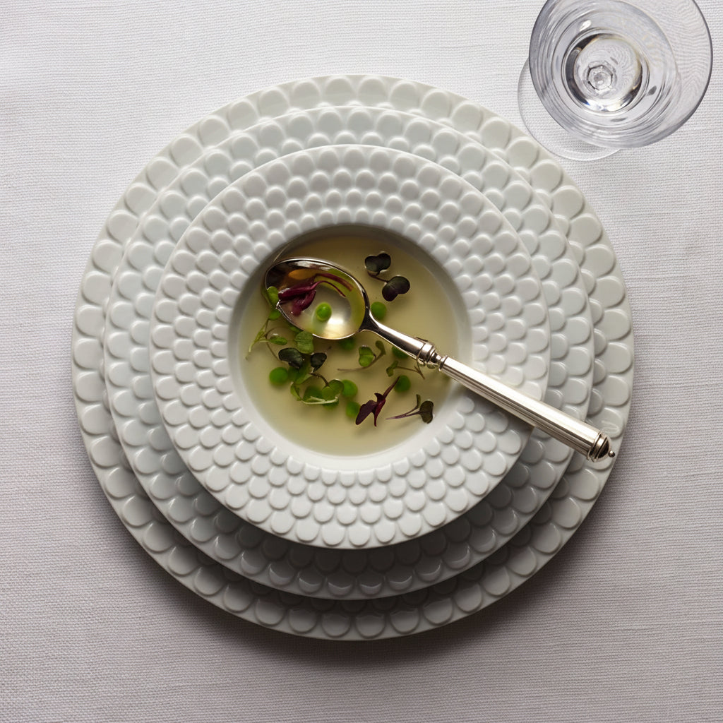 L'Objet Aegean rimmed serving bowl, white, view 2 | Cayen Home