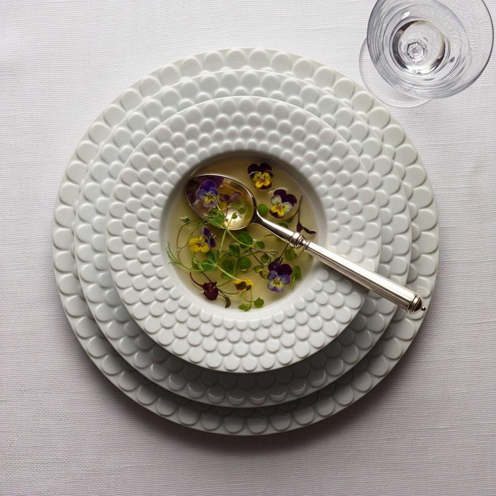 L'Objet Aegean dinner plate, white, view 2 | Cayen Home