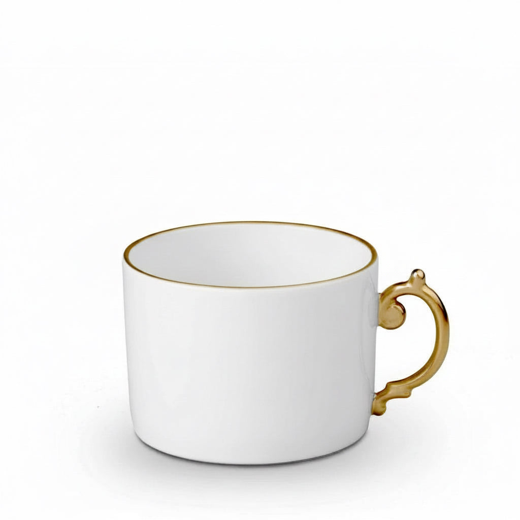 L'Objet Perlae gold tea cup and saucer, gift box of 2, view 4 | Cayen Home