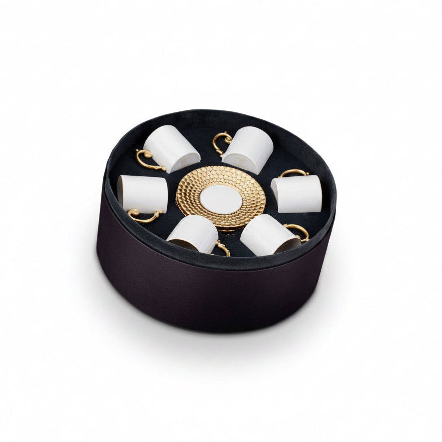 L'Objet Aegean espresso cup and saucer, gift box of 6, gold | Cayen Home