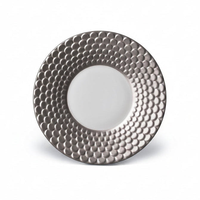L'Objet Aegean tea cup and saucer, gift box of 2, platinum, view 3 | Cayen Home