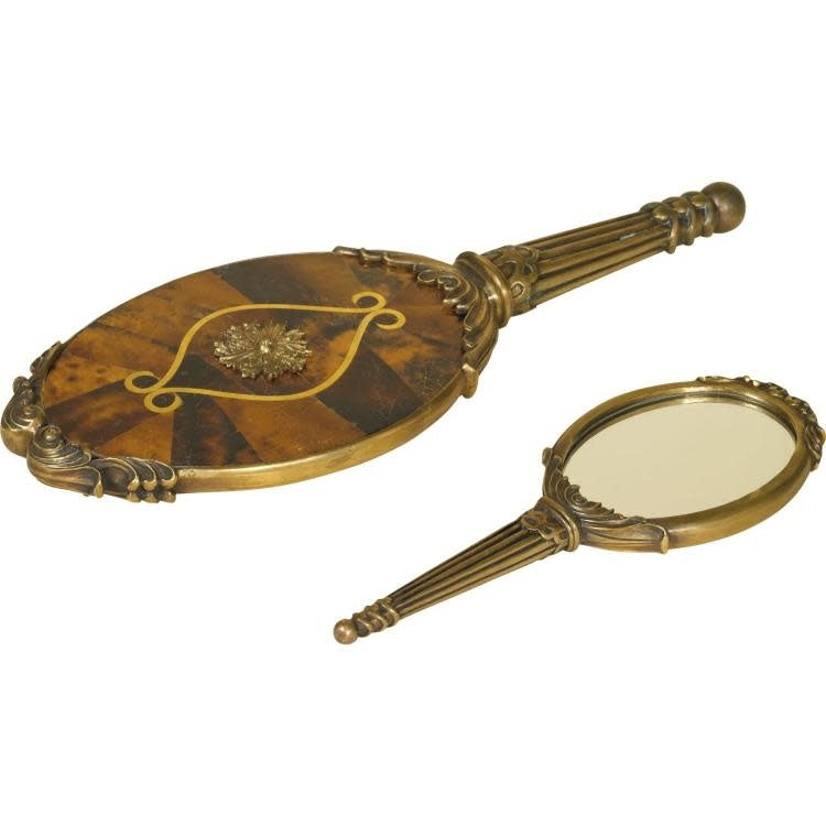 Maitland-Smith brass vanity mirror, small | Cayen Home