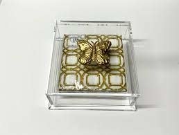 Southern Tribute butterfly cocktail napkin box, clear, view 2 | Cayen Home