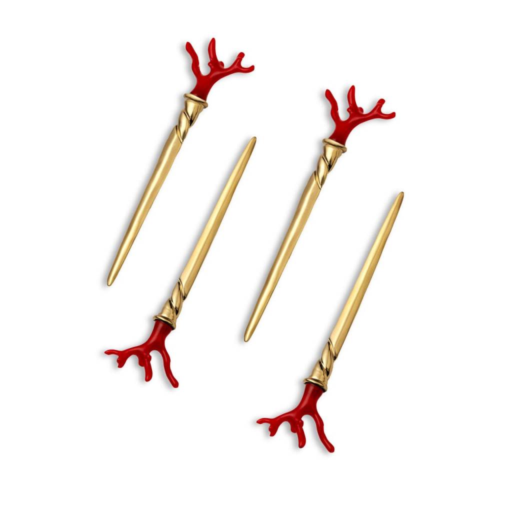 L'Objet Coral single-prong cocktail picks, set of 4 | Cayen Home