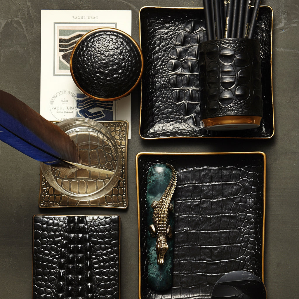 L'Objet crocodile square tray, view 2 | Cayen Home