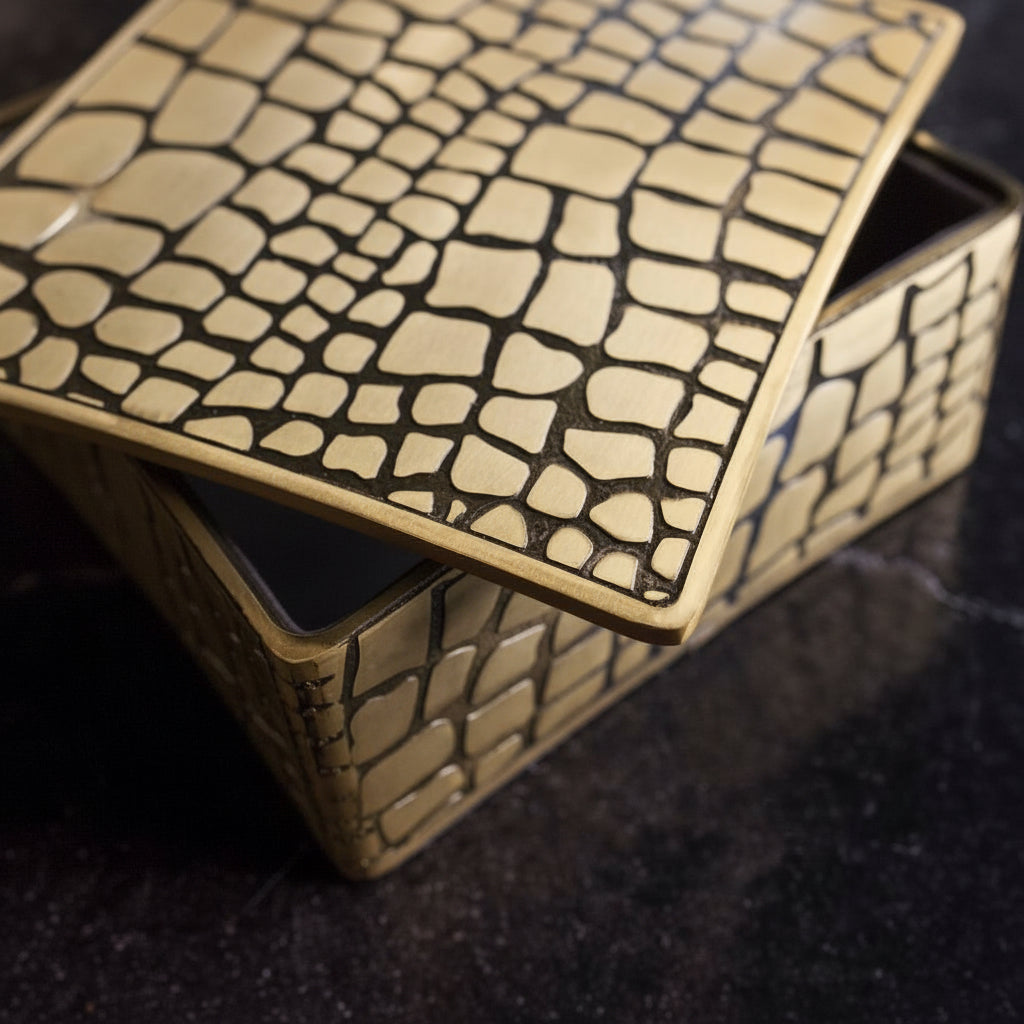 L'Objet crocodile square box, view 2 | Cayen Home