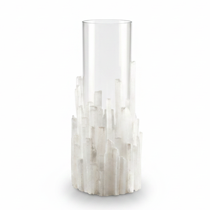 John-Richard natural selenite candleholder and vase | Cayen Home