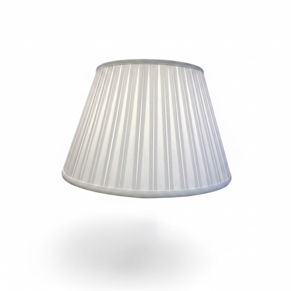 Empire box pleat off-white silk lampshade, 16 inch | Cayen Home