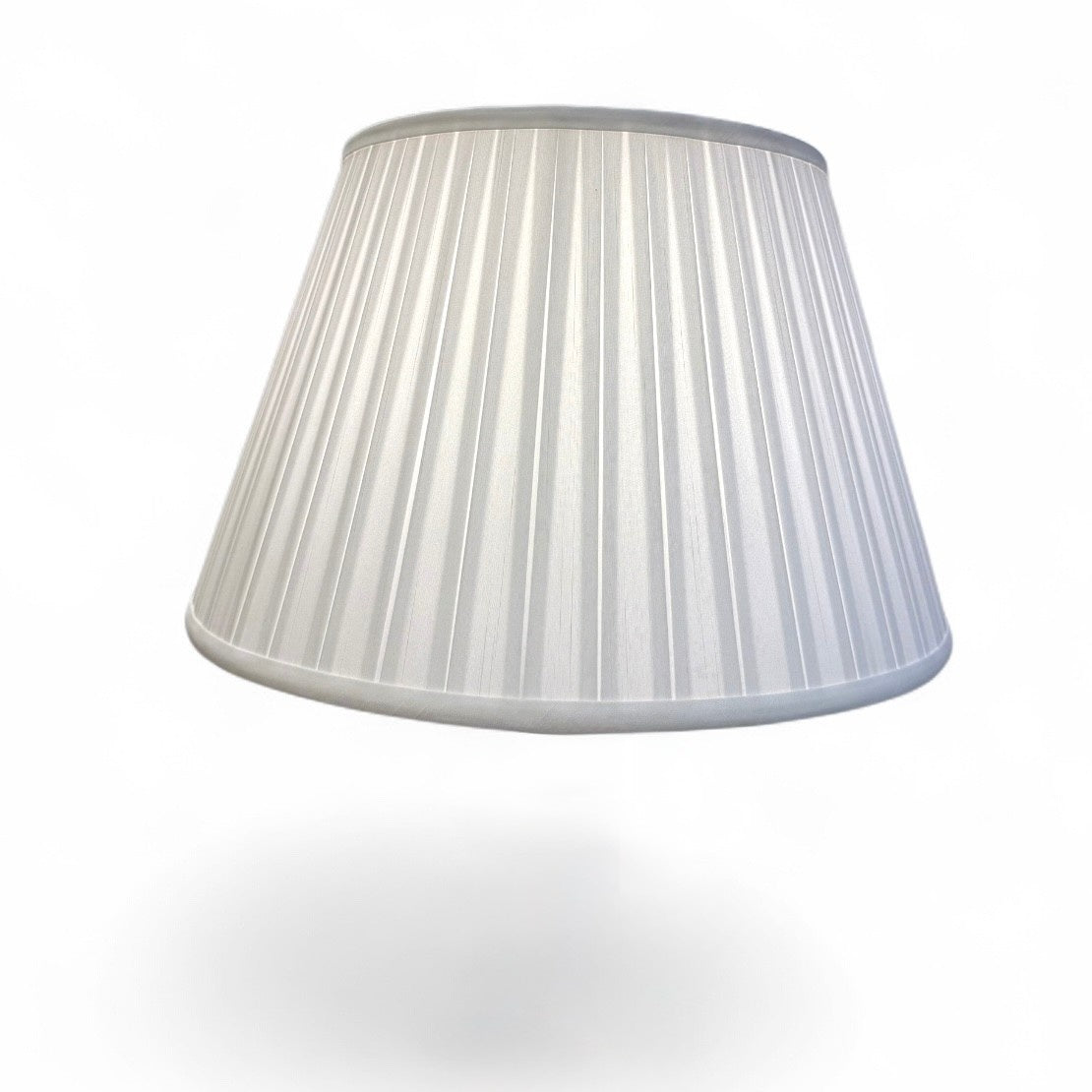 Empire box pleat off-white silk lampshade, 16 inch | Cayen Home
