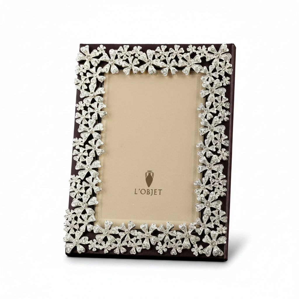 L'Objet Garland frame, platinum with white crystals, medium | Cayen Home