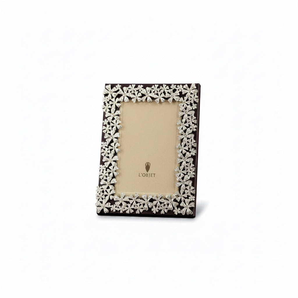 L'Objet Garland frame, platinum with white crystals, 4x6 | Cayen Home