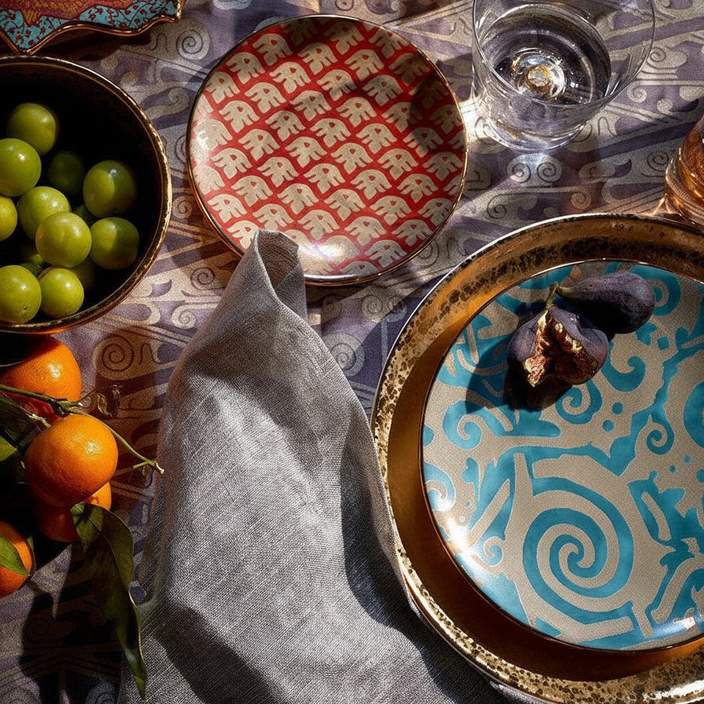 L'Objet Fortuny assorted dessert plates, set of 4, view 7 | Cayen Home