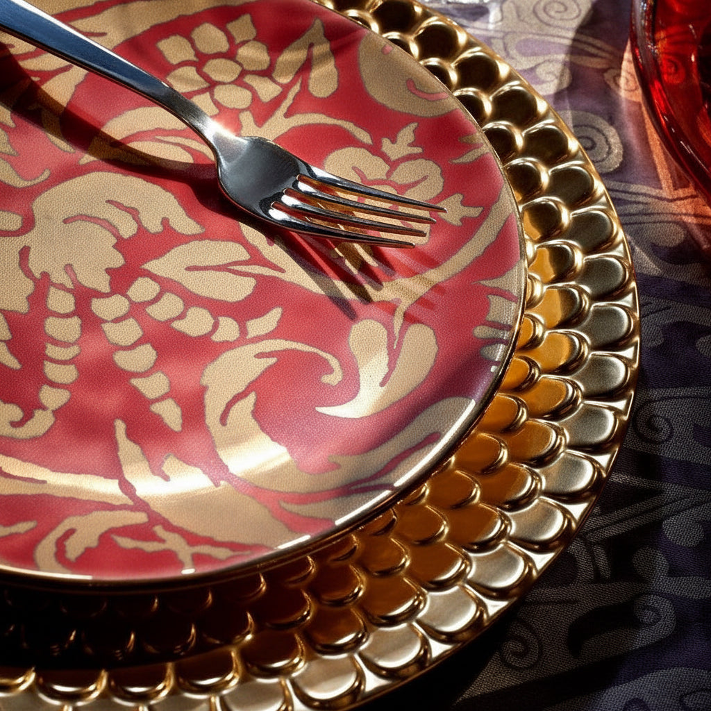 L'Objet Fortuny Uccelli dessert plates, set of 4, view 3 | Cayen Home