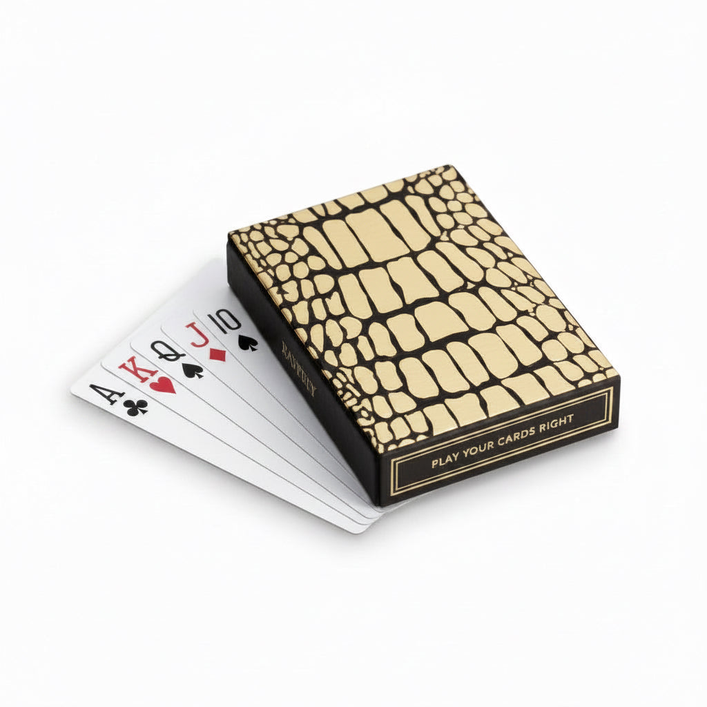 L'Objet crocodile box with playing cards, two decks, gold, view 2 | Cayen Home