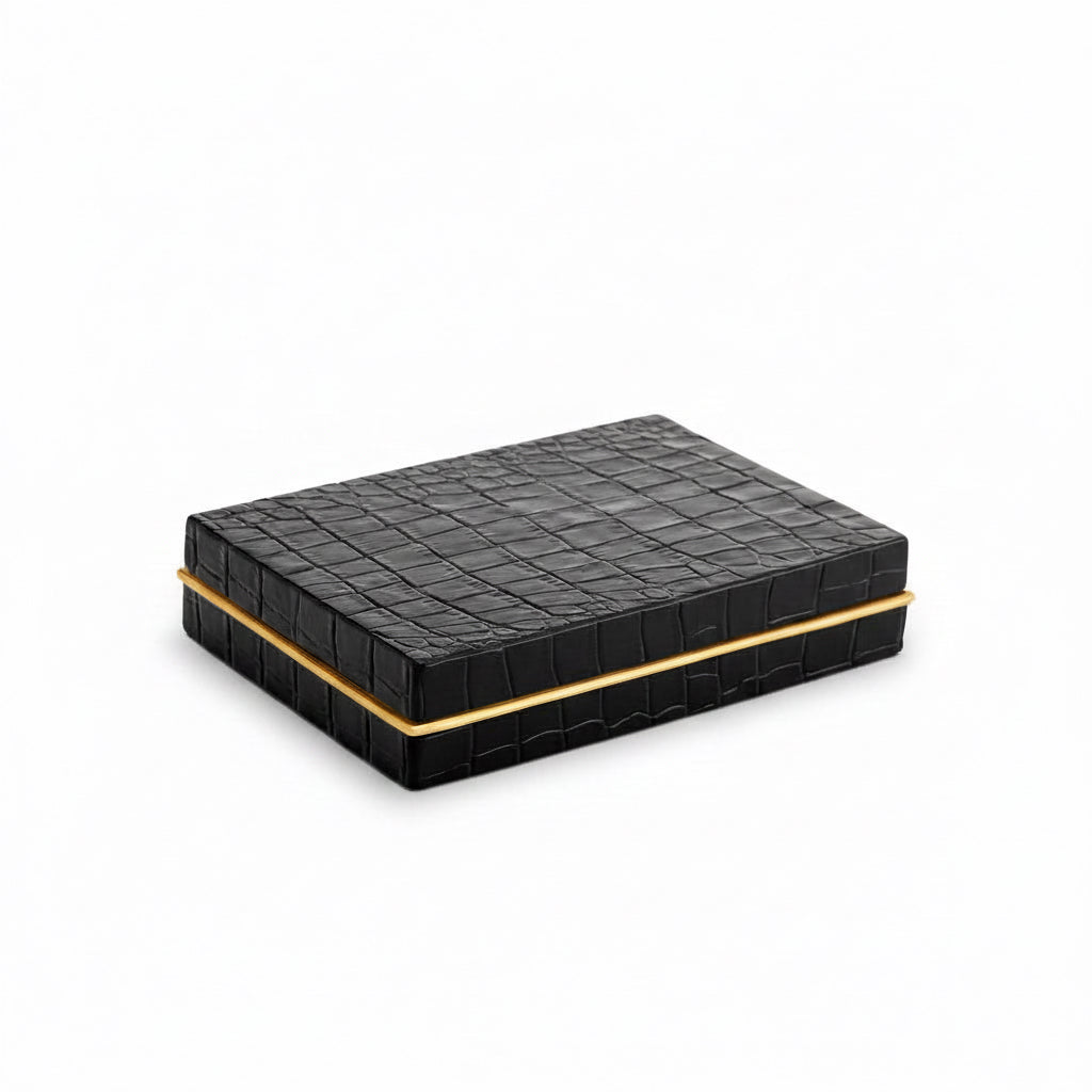 L'Objet crocodile box with playing cards, two decks, gold, view 3 | Cayen Home
