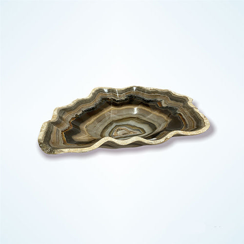Dark multi gray onyx bowl, 40x27x9cm | Cayen Home