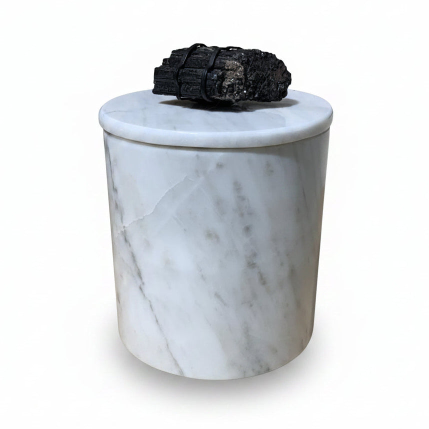 White marble large storage bin, C | Cayen Home