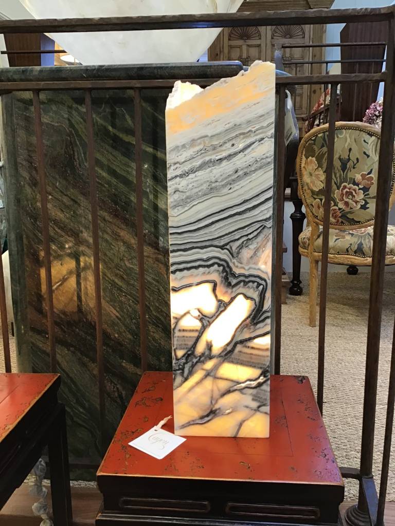 Zebra onyx prism lamp, rustic edge, view 2 | Cayen Home