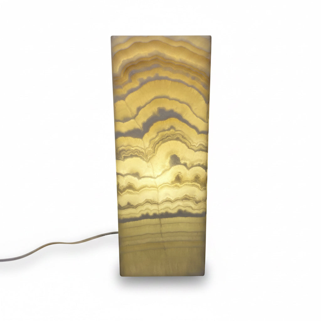Banded onyx gemstone lamp, medium, 40x15cm, view 2 | Cayen Home