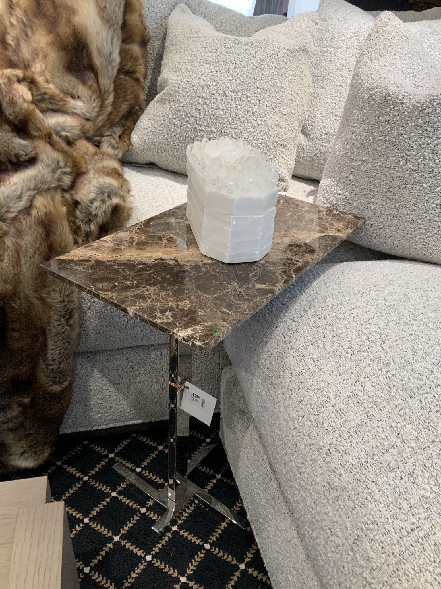 Italian Imperador marble accent table, view 3 | Cayen Home