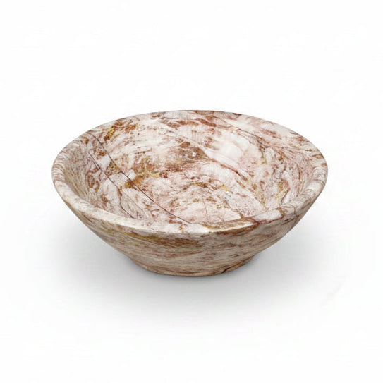 Rose marble circular snack bowl, polished, 12x4 | Cayen Home